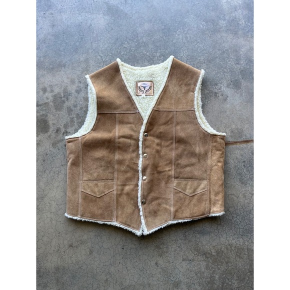Bull Genuine Leather Other - Bull Genuine Leather Suede Sherpa Lined Western Vest Tan Mens Large